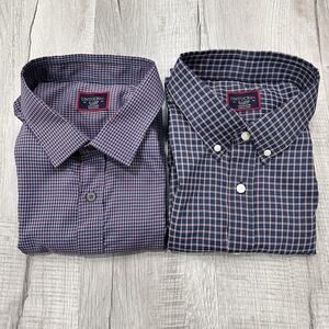 Lot Of 2 Untuckit Men’s XL Long Sleeve Shirt Relaxed Fit Button Down Blue Check